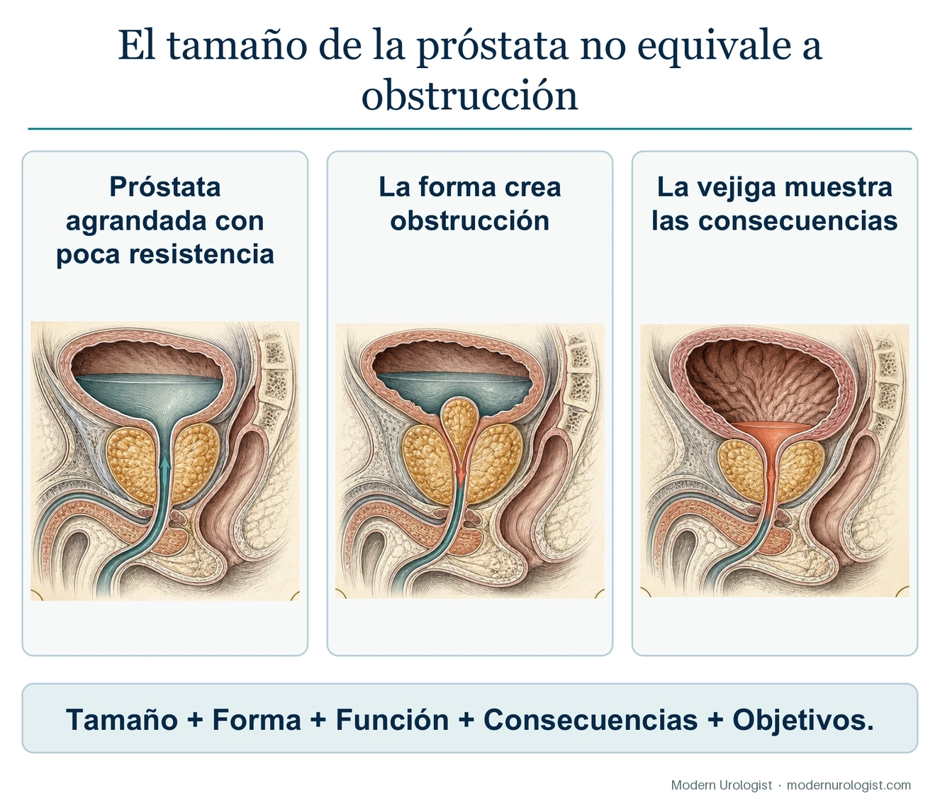 El tamaño de la próstata no es lo mismo que la obstrucción